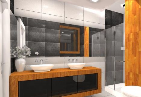 nowoczesna i funkcjonalna łazienka w pięknej kolorystyce - projekt MKdezere